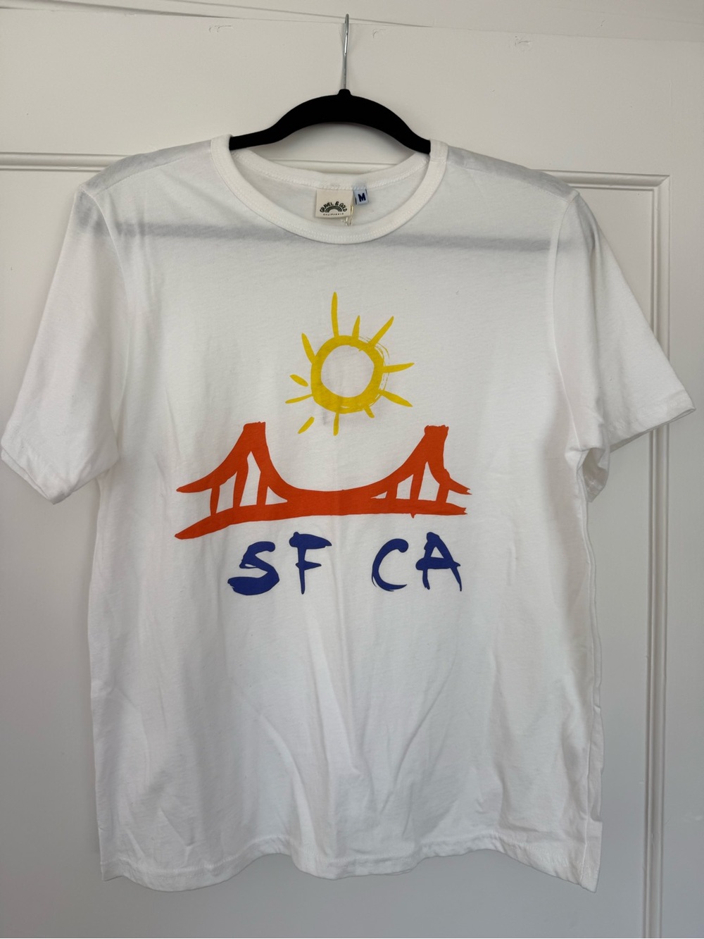 NWT Gravel & Gold SF CA Graphic Short Sleeve Tee - White w/Orange, Yellow & Blue